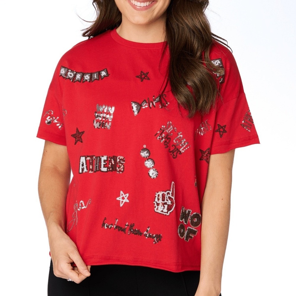 Stewart Simmons Georgia The UGA Sequin Spirit Tee